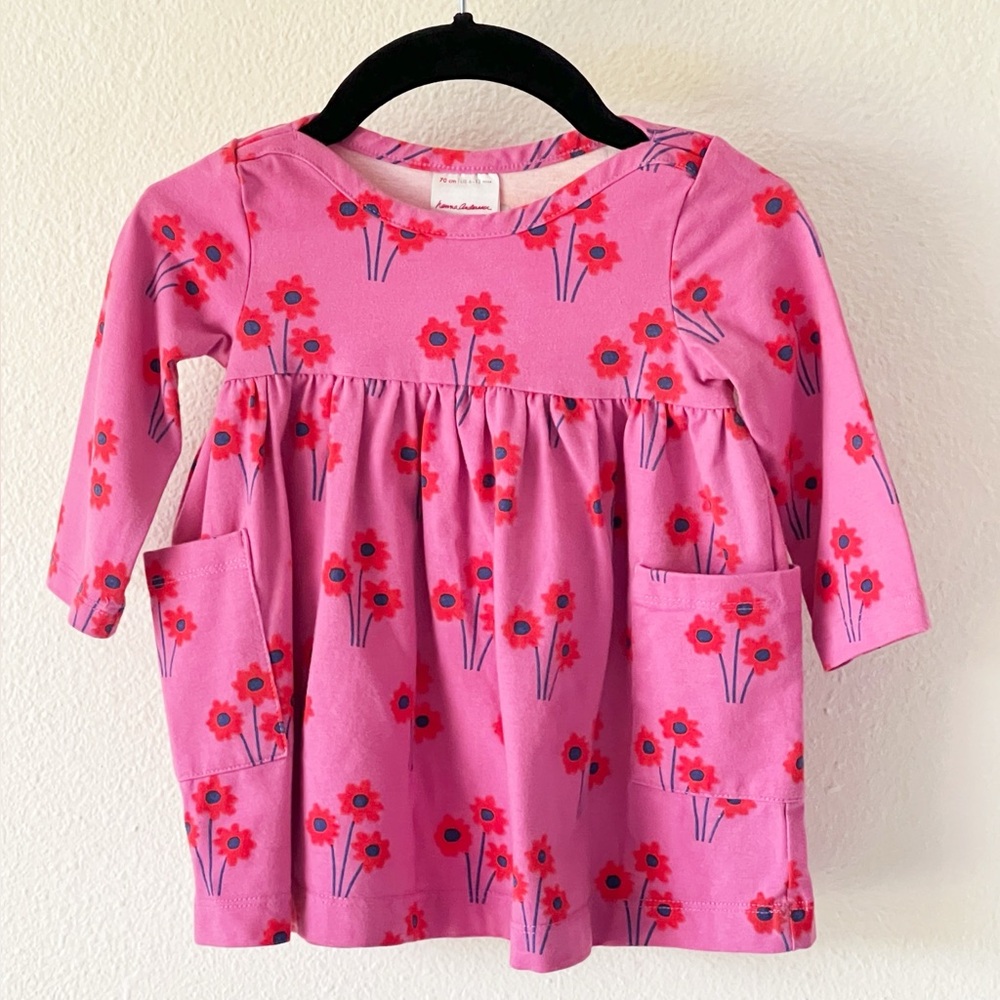 Hanna Andersson Baby Girl Spring Dress Size 70 / US 6-12 Months Pink Flowers